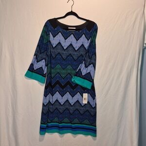 NWT Jessica Howard Dress 10 Chevron Missoni-esque Mod Retro Geometric Jewel Tone